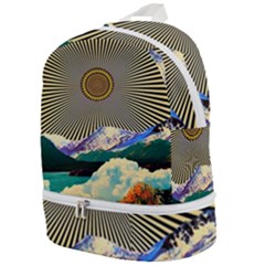 Surreal Art Psychadelic Mountain Zip Bottom Backpack by Cowasu