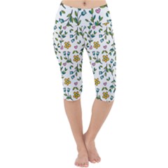 Flower Floral Pattern Lightweight Velour Cropped Yoga Leggings by Bangk1t