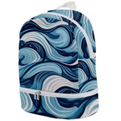 Pattern Ocean Waves Arctic Ocean Blue Nature Sea Zip Bottom Backpack by Ndabl3x
