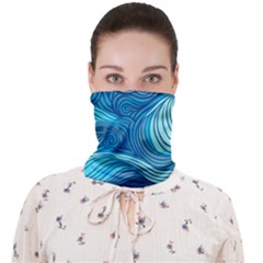 Ocean Waves Sea Abstract Pattern Water Blue Face Covering Bandana (adult) by Ndabl3x