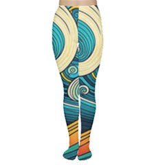 Waves Wave Ocean Sea Abstract Whimsical Abstract Art Tights by Ndabl3x