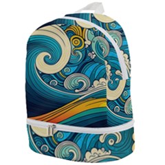 Waves Wave Ocean Sea Abstract Whimsical Abstract Art Zip Bottom Backpack by Ndabl3x