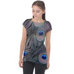Peacock Feathers Peacock Bird Feathers Cap Sleeve High Low Top by Ndabl3x