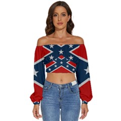Rebel Flag  Long Sleeve Crinkled Weave Crop Top by Jen1cherryboot88
