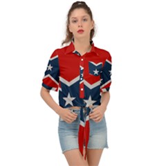 Rebel Flag  Tie Front Shirt  by Jen1cherryboot88