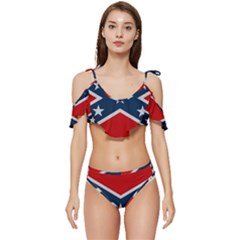 Rebel Flag  Ruffle Edge Tie Up Bikini Set	 by Jen1cherryboot88