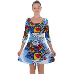 Seamless Repeating Tiling Tileable Quarter Sleeve Skater Dress by Amaryn4rt