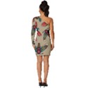 Tattoos Colorful Seamless Pattern Long Sleeve One Shoulder Mini Dress View4