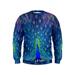 Amazing Peacock Kids  Sweatshirt by Simbadda