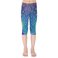 Amazing Peacock Kids  Capri Leggings  by Simbadda