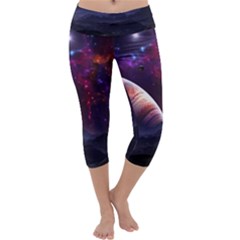 Clouds Fantasy Space Landscape Colorful Planet Capri Yoga Leggings by Ravend