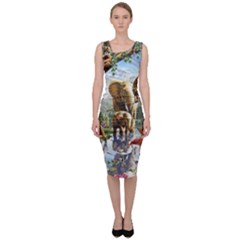 Beautiful Jungle Animals Sleeveless Pencil Dress by Ravend