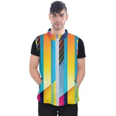 Colorful Rainbow Stripe Pattern Men s Puffer Vest by Vaneshop
