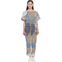 Ackground Leaves Desktop Batwing Lightweight Chiffon Jumpsuit by Amaryn4rt