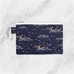 Hand-drawn-scratch-style-night-sky-with-moon-cloud-space-among-stars-seamless-pattern-vector-design- Canvas Cosmetic Bag (small) by uniart180623