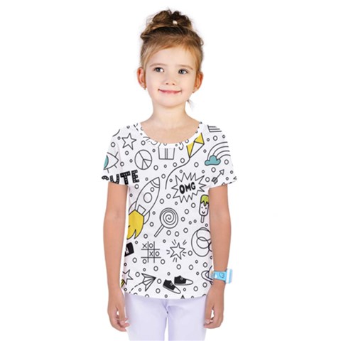Set-cute-colorful-doodle-hand-drawing Kids  One Piece Tee by uniart180623