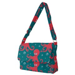 Cute-smiling-red-octopus-swimming-underwater Full Print Messenger Bag (m) by uniart180623