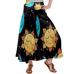 Seamless-pattern-with-sun-moon-children Women s Satin Palazzo Pants by uniart180623