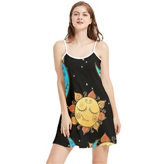 Seamless-pattern-with-sun-moon-children Summer Frill Dress by uniart180623