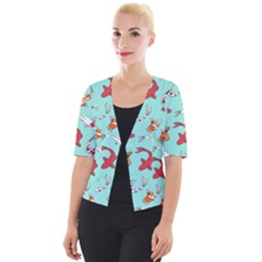 Pattern-with-koi-fishes Cropped Button Cardigan by uniart180623