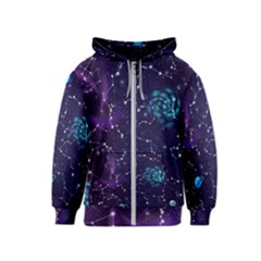 Realistic-night-sky-poster-with-constellations Kids  Zipper Hoodie by uniart180623