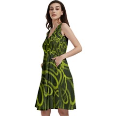 Green-abstract-stippled-repetitive-fashion-seamless-pattern Sleeveless V-neck Skater Dress With Pockets by uniart180623