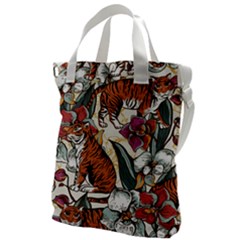 Natural-seamless-pattern-with-tiger-blooming-orchid Canvas Messenger Bag by uniart180623