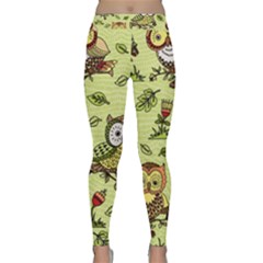 Seamless-pattern-with-flowers-owls Classic Yoga Leggings by uniart180623