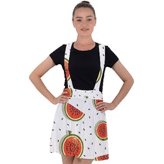 Seamless-background-pattern-with-watermelon-slices Velvet Suspender Skater Skirt by uniart180623