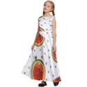 Seamless-background-pattern-with-watermelon-slices Kids  Satin Sleeveless Maxi Dress View2