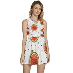 Seamless-background-pattern-with-watermelon-slices Sleeveless High Waist Mini Dress by uniart180623
