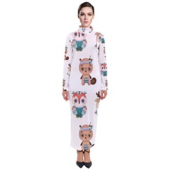 Cute-cartoon-boho-animals-seamless-pattern Turtleneck Maxi Dress by uniart180623
