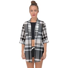 Pixel-background-design-modern-seamless-pattern-plaid-square-texture-fabric-tartan-scottish-textile- Open Front Chiffon Kimono by uniart180623
