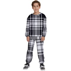 Pixel-background-design-modern-seamless-pattern-plaid-square-texture-fabric-tartan-scottish-textile- Kids  Sweatshirt Set by uniart180623