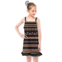 Set-antique-greek-borders-seamless-ornaments-golden-color-black-background-flat-style-greece-concept Kids  Overall Dress by uniart180623