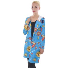 Hand-drawn-seamless-pattern-summer-time Hooded Pocket Cardigan by uniart180623
