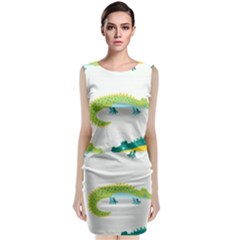 Cute-cartoon-alligator-kids-seamless-pattern-with-green-nahd-drawn-crocodiles Classic Sleeveless Midi Dress by uniart180623