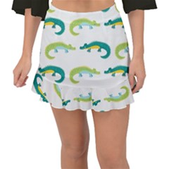 Cute-cartoon-alligator-kids-seamless-pattern-with-green-nahd-drawn-crocodiles Fishtail Mini Chiffon Skirt by uniart180623