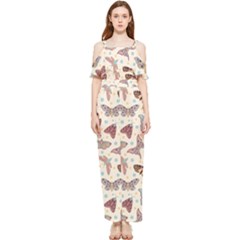 Pattern-with-butterflies-moths Draped Sleeveless Chiffon Jumpsuit by uniart180623