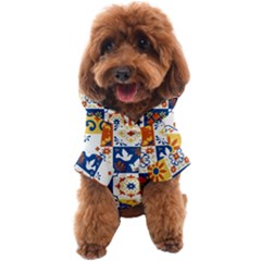 Mexican-talavera-pattern-ceramic-tiles-with-flower-leaves-bird-ornaments-traditional-majolica-style- Dog Coat by uniart180623