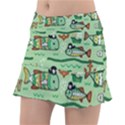Seamless Pattern Fishes Pirates Cartoon Classic Tennis Skirt View1