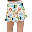 Seamless-pattern-vector-with-animals-cartoon Fishtail Mini Chiffon Skirt View2