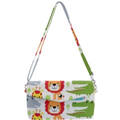 Seamless-pattern-vector-with-animals-cartoon Removable Strap Clutch Bag by uniart180623