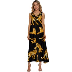 Seamless-exotic-pattern-with-tigers V-neck Sleeveless Loose Fit Overalls by uniart180623