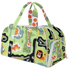 Seamless-pattern-with-wildlife-animals-cartoon Burner Gym Duffel Bag by uniart180623