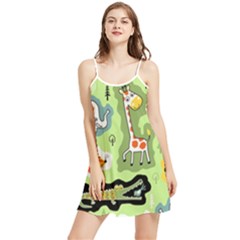 Seamless-pattern-with-wildlife-animals-cartoon Summer Frill Dress by uniart180623