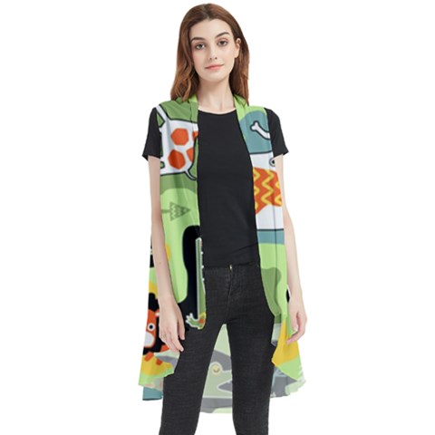 Seamless-pattern-with-wildlife-animals-cartoon Sleeveless Chiffon Waistcoat Shirt by uniart180623