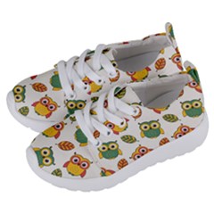 Background-with-owls-leaves-pattern Kids  Lightweight Sports Shoes by uniart180623