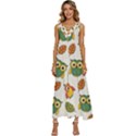 Background-with-owls-leaves-pattern V-Neck Sleeveless Loose Fit Overalls View1