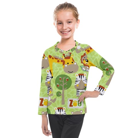 Funny-animals-cartoon Kids  Long Mesh Tee by uniart180623